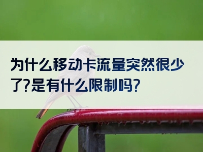 为什么移动卡流量突然很少了？是有什么限制吗？