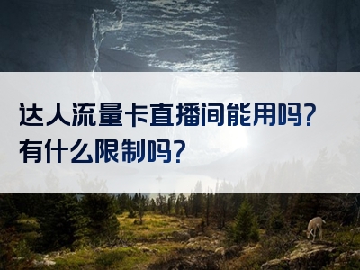 达人流量卡直播间能用吗？有什么限制吗？