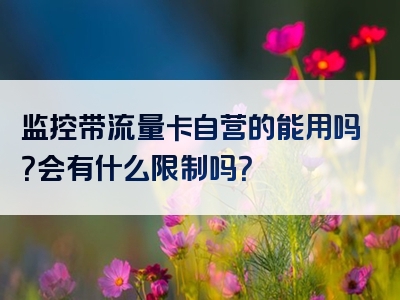 监控带流量卡自营的能用吗？会有什么限制吗？