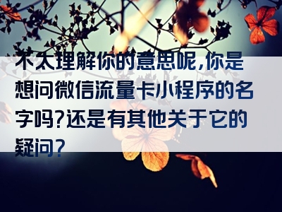 不太理解你的意思呢，你是想问微信流量卡小程序的名字吗？还是有其他关于它的疑问？