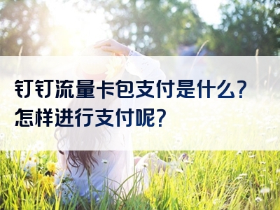 钉钉流量卡包支付是什么？怎样进行支付呢？