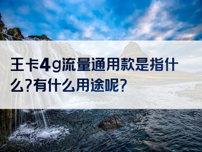 王卡4g流量通用款是指什么？有什么用途呢？