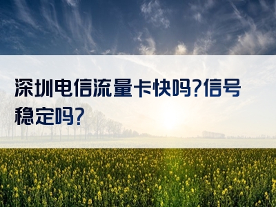 深圳电信流量卡快吗？信号稳定吗？