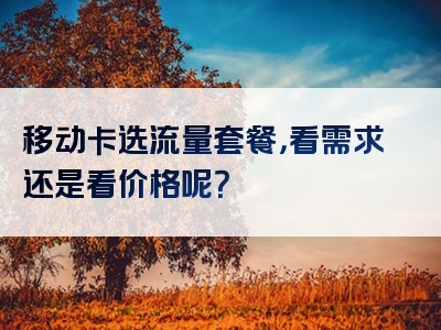 移动卡选流量套餐，看需求还是看价格呢？