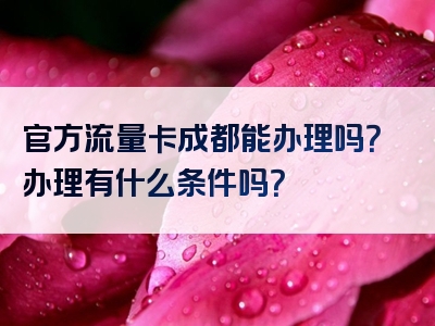 官方流量卡成都能办理吗？办理有什么条件吗？