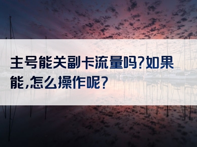 主号能关副卡流量吗？如果能，怎么操作呢？