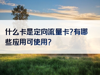 什么卡是定向流量卡？有哪些应用可使用？