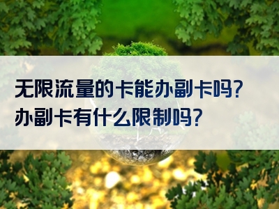 无限流量的卡能办副卡吗？办副卡有什么限制吗？