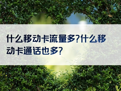 什么移动卡流量多？什么移动卡通话也多？