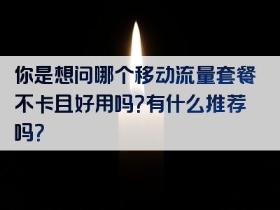 你是想问哪个移动流量套餐不卡且好用吗？有什么推荐吗？