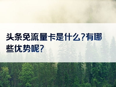 头条免流量卡是什么？有哪些优势呢？