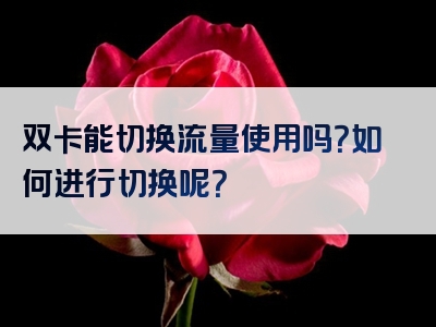 双卡能切换流量使用吗？如何进行切换呢？