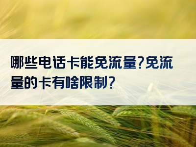 哪些电话卡能免流量？免流量的卡有啥限制？