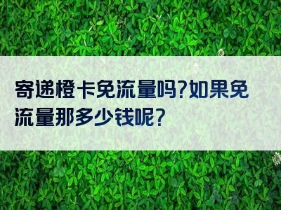 寄递橙卡免流量吗？如果免流量那多少钱呢？
