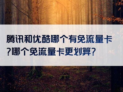 腾讯和优酷哪个有免流量卡？哪个免流量卡更划算？