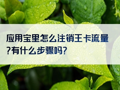应用宝里怎么注销王卡流量？有什么步骤吗？