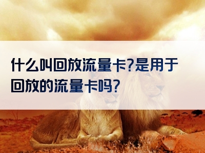 什么叫回放流量卡？是用于回放的流量卡吗？