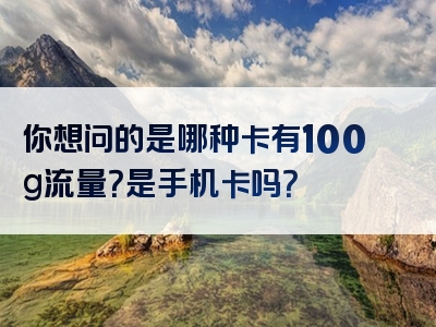 你想问的是哪种卡有100g流量？是手机卡吗？