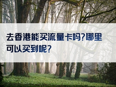去香港能买流量卡吗？哪里可以买到呢？
