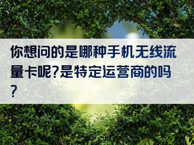你想问的是哪种手机无线流量卡呢？是特定运营商的吗？