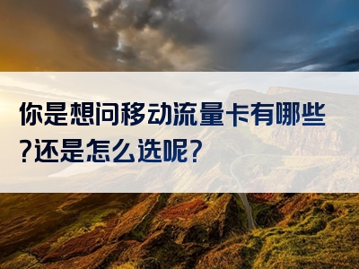 你是想问移动流量卡有哪些？还是怎么选呢？