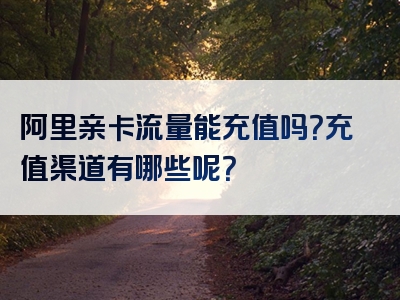 阿里亲卡流量能充值吗？充值渠道有哪些呢？