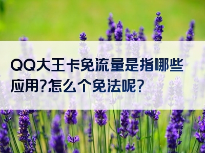 QQ大王卡免流量是指哪些应用？怎么个免法呢？