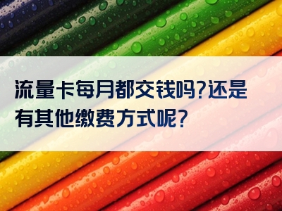流量卡每月都交钱吗？还是有其他缴费方式呢？