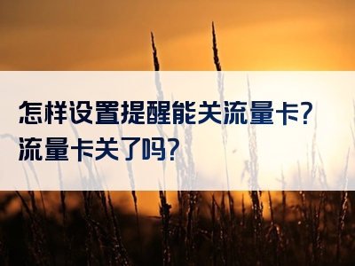 怎样设置提醒能关流量卡？流量卡关了吗？