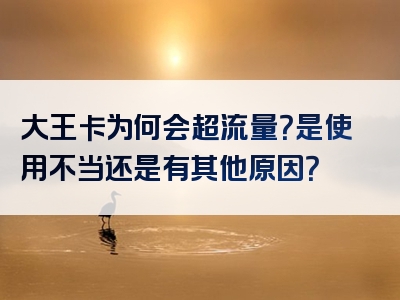 大王卡为何会超流量？是使用不当还是有其他原因？