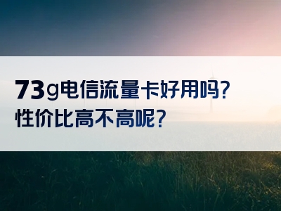 73g电信流量卡好用吗？性价比高不高呢？