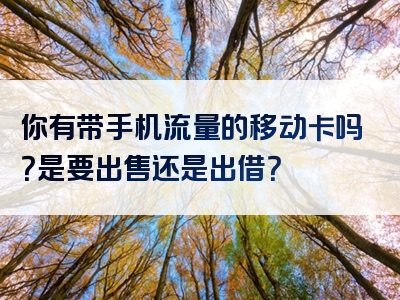 你有带手机流量的移动卡吗？是要出售还是出借？