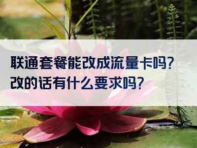 联通套餐能改成流量卡吗？改的话有什么要求吗？