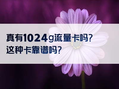 真有1024g流量卡吗？这种卡靠谱吗？