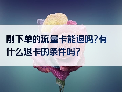 刚下单的流量卡能退吗？有什么退卡的条件吗？