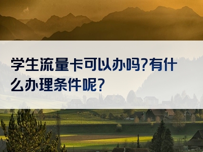 学生流量卡可以办吗？有什么办理条件呢？