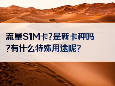 流量S1M卡？是新卡种吗？有什么特殊用途呢？