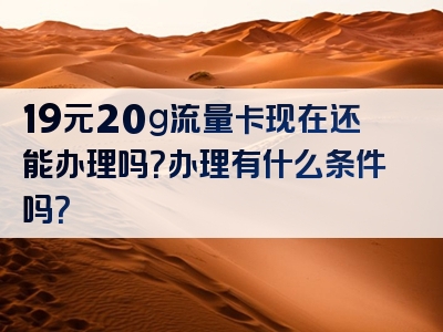 19元20g流量卡现在还能办理吗？办理有什么条件吗？