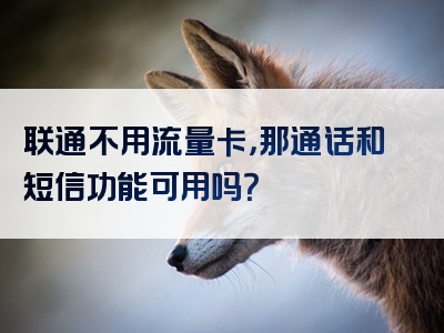 联通不用流量卡，那通话和短信功能可用吗？
