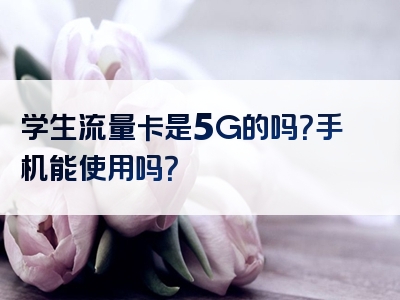 学生流量卡是5G的吗？手机能使用吗？