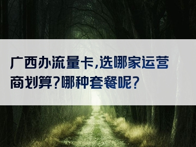 广西办流量卡，选哪家运营商划算？哪种套餐呢？