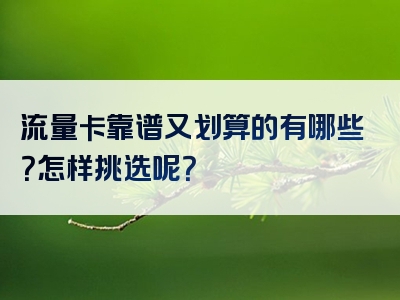 流量卡靠谱又划算的有哪些？怎样挑选呢？