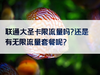 联通大圣卡限流量吗？还是有无限流量套餐呢？