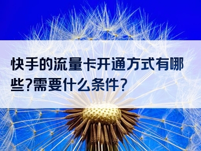 快手的流量卡开通方式有哪些？需要什么条件？