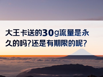大王卡送的30g流量是永久的吗？还是有期限的呢？