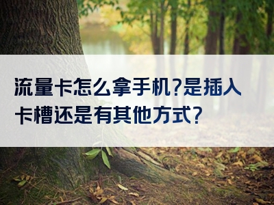 流量卡怎么拿手机？是插入卡槽还是有其他方式？