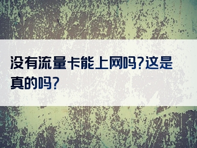 没有流量卡能上网吗？这是真的吗？