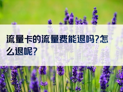 流量卡的流量费能退吗？怎么退呢？