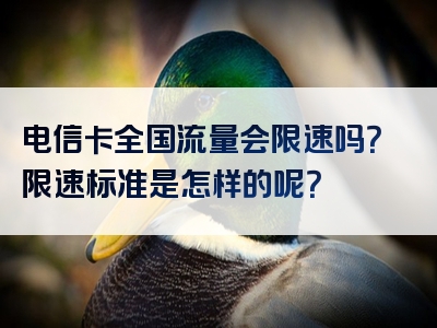 电信卡全国流量会限速吗？限速标准是怎样的呢？