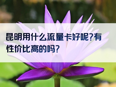 昆明用什么流量卡好呢？有性价比高的吗？